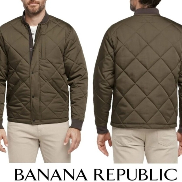 NWT Banana Republic Men’s Quilted Bomber Jacket Green